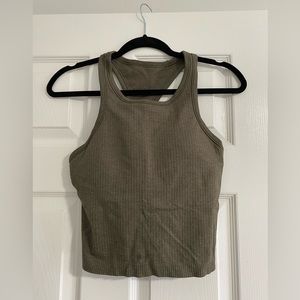 Lululemon ebb to street crop tank in carob brown.
